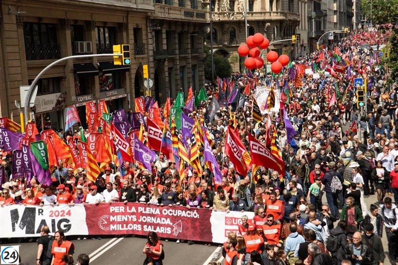 Sindicatos catalanes protestarán el 1 de mayo por una jornada laboral más corta y en rechazo a Trump.