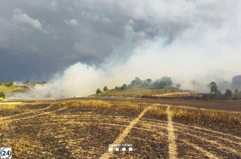Incendio en Oliola quema 100 hectáreas y cierra dos carreteras en Lleida.
