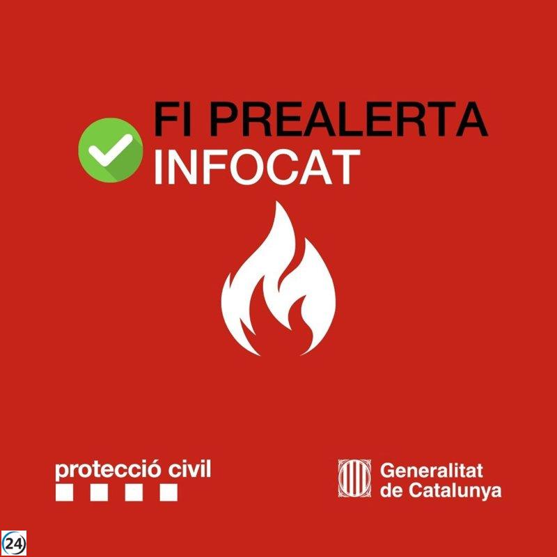 Protección Civil levanta prealerta del plan Infocat al controlar incendio en Girona.