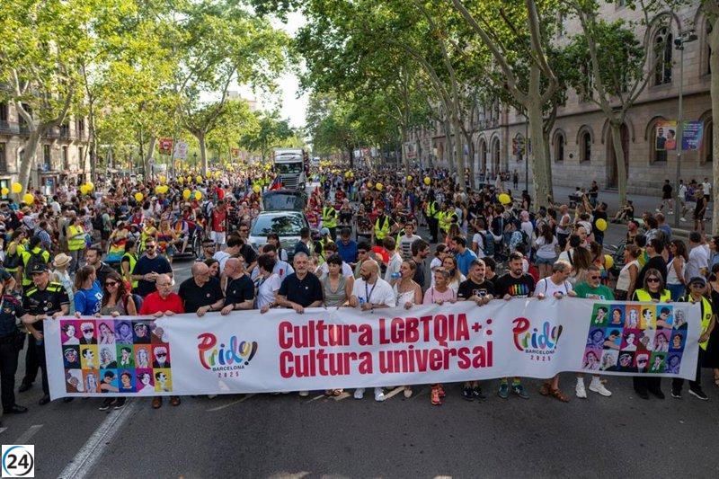 Barcelona celebra el Pride con la participación de 150,000 asistentes, según el gobierno local.