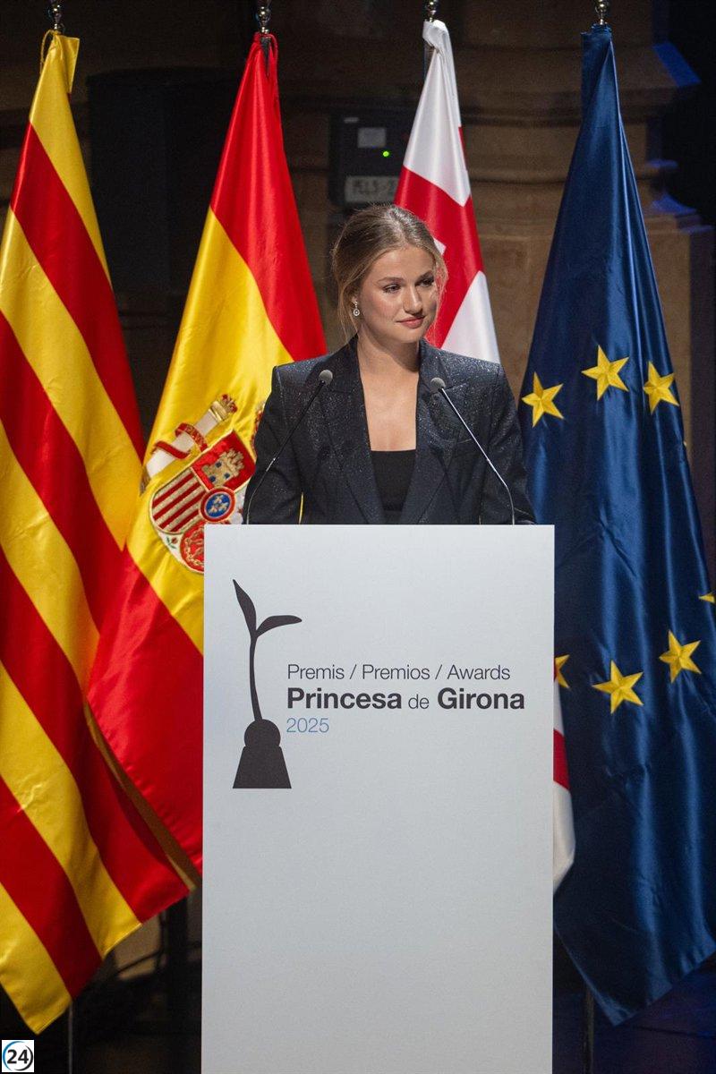 La Princesa Leonor elogia a los galardonados de los Premios Princesa de Girona 2025 por su capacidad para enfrentar los retos actuales.