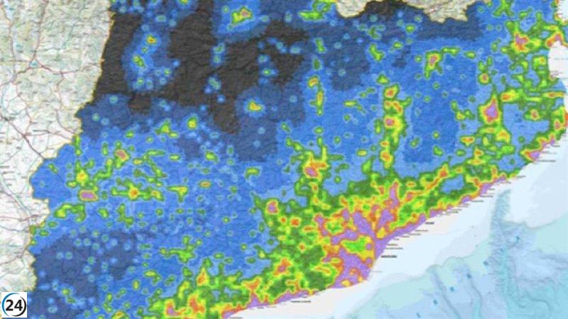 La Generalitat lanza el primer mapa de la contaminación lumínica en Catalunya.