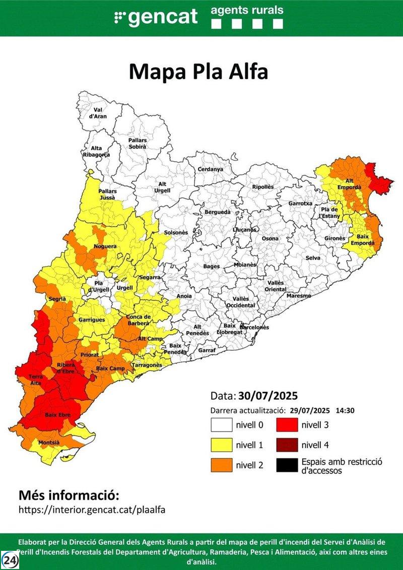Baja la alerta máxima por incendios forestales en Catalunya.