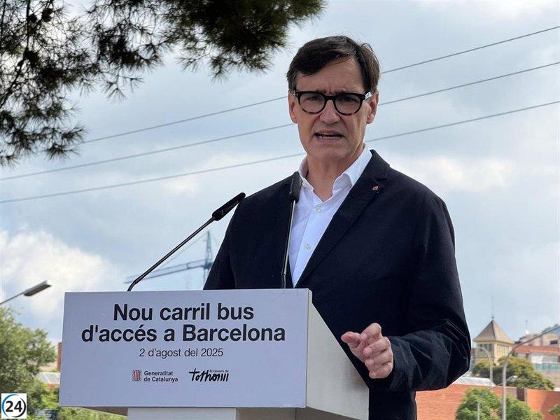 Illa presenta el nuevo carril bus en la B-23 de Barcelona, destacando la cooperación con el Gobierno.