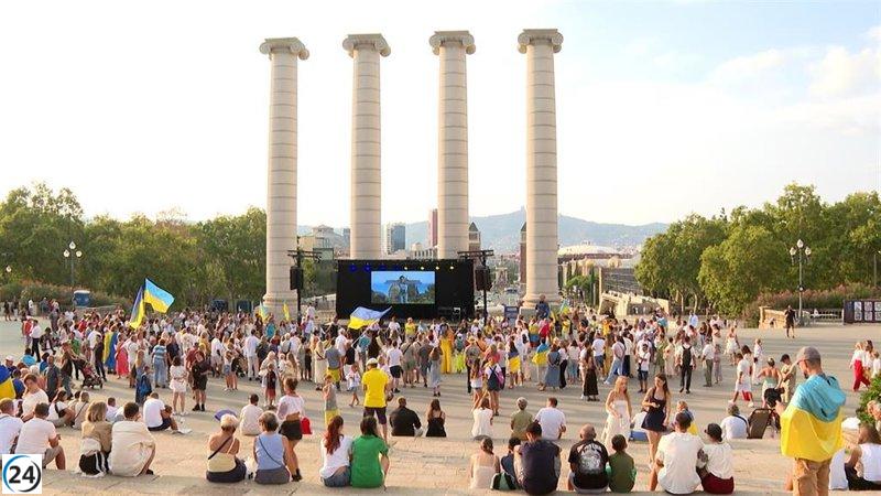 Ucranianos en Barcelona celebran 34 años de independencia nacional.
