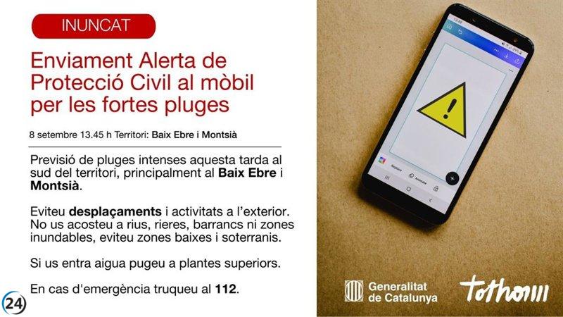 Clases interrumpidas en el Baix Ebre y Montsià (Tarragona) ante la llegada de fuertes lluvias.