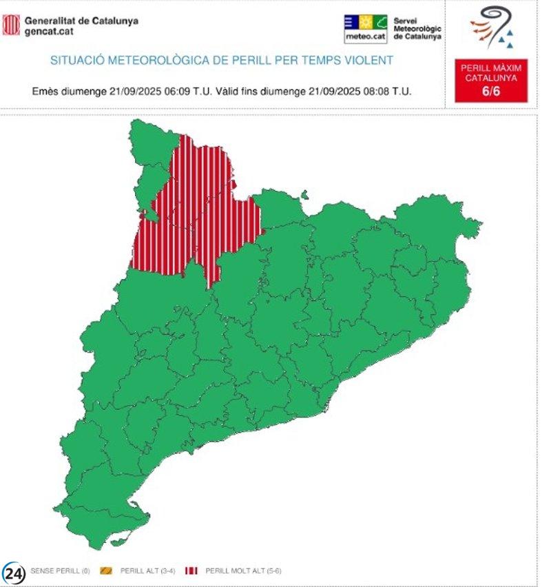 Meteocat alerta sobre condiciones extremas en tres comarcas del Pirineo leridano.