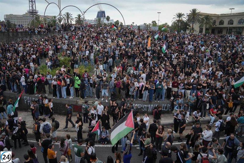 Protestas en Barcelona en apoyo a la Flotilla Global Sumud.