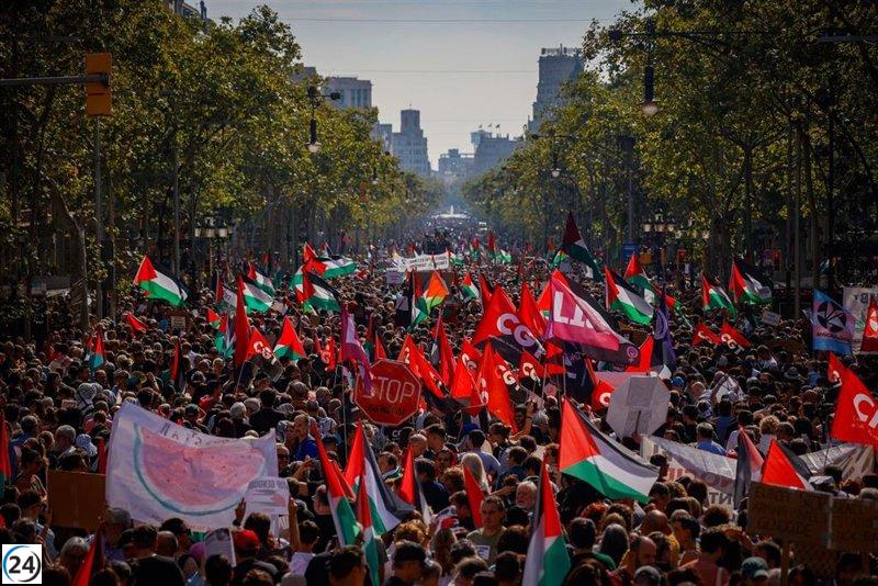 Barcelona: discrepancia en cifras de manifestantes por Gaza, 70,000 según el Ayuntamiento y 300,000 según organizadores.