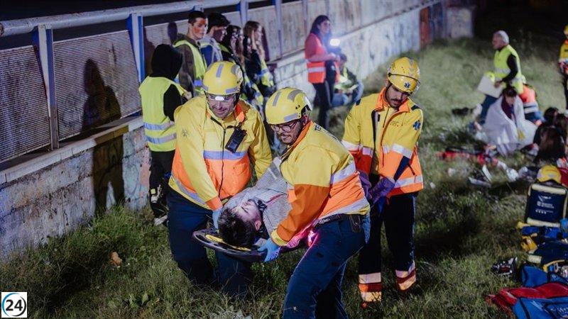 Simulan un accidente en el túnel de Viladordis en Manresa con la colaboración de Protección Civil y FGC.