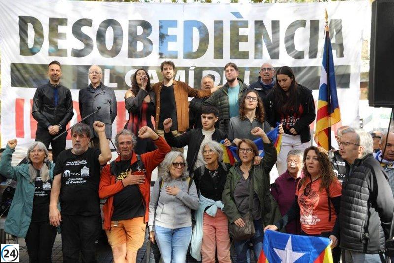 La ANC defiende la causa independentista en Urquinaona tras la sentencia del 'procés'.