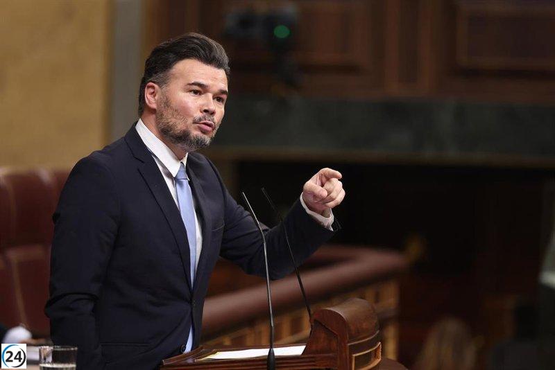 Rufián plantea un duelo de resistencia entre Feijóo y Sánchez para concluir la legislatura.