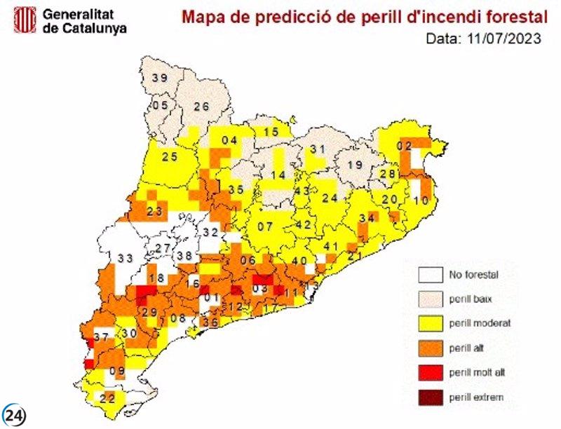 Advierten de alto riesgo de incendio en el sur y centro de Catalunya